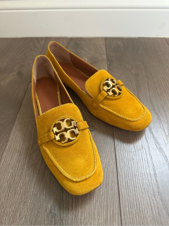 Tory Burch Shoes - Tory Burch Women’s Mustard Yellow Soft Suede Logo Loafers